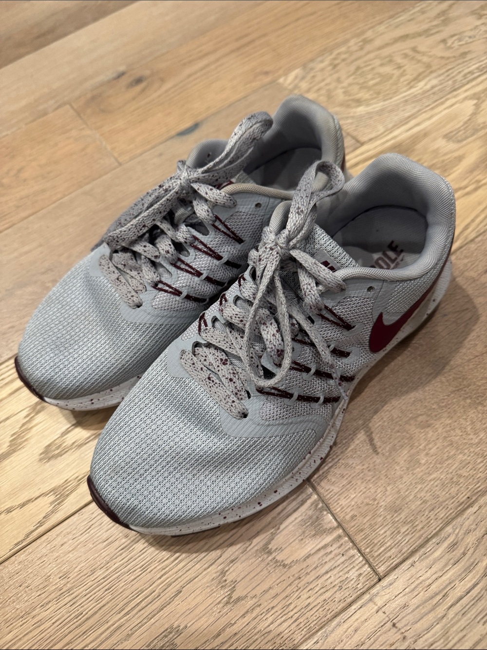 Nike Men’s Light Gray and Maroon Athletic Running Shoes